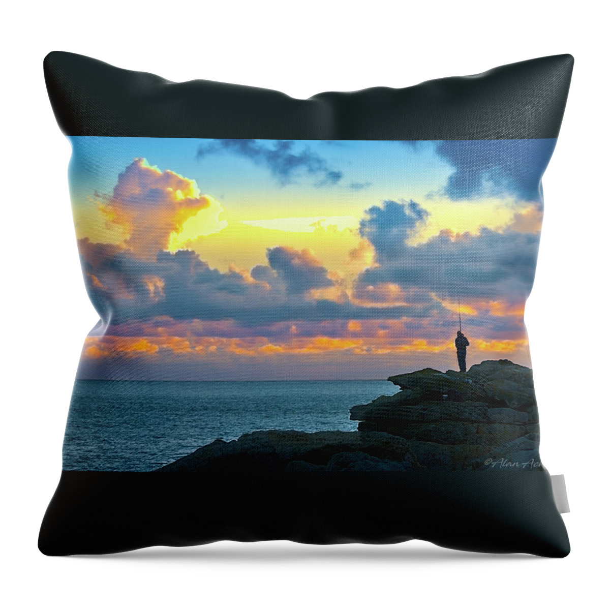 Skyscape Throw Pillow featuring the photograph Angler at Portland Bill by Alan Ackroyd