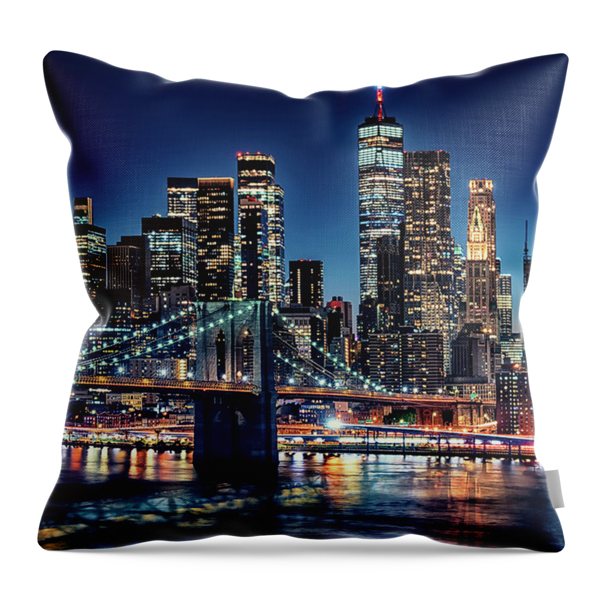 City Throw Pillow featuring the photograph New York City by Manjik Pictures