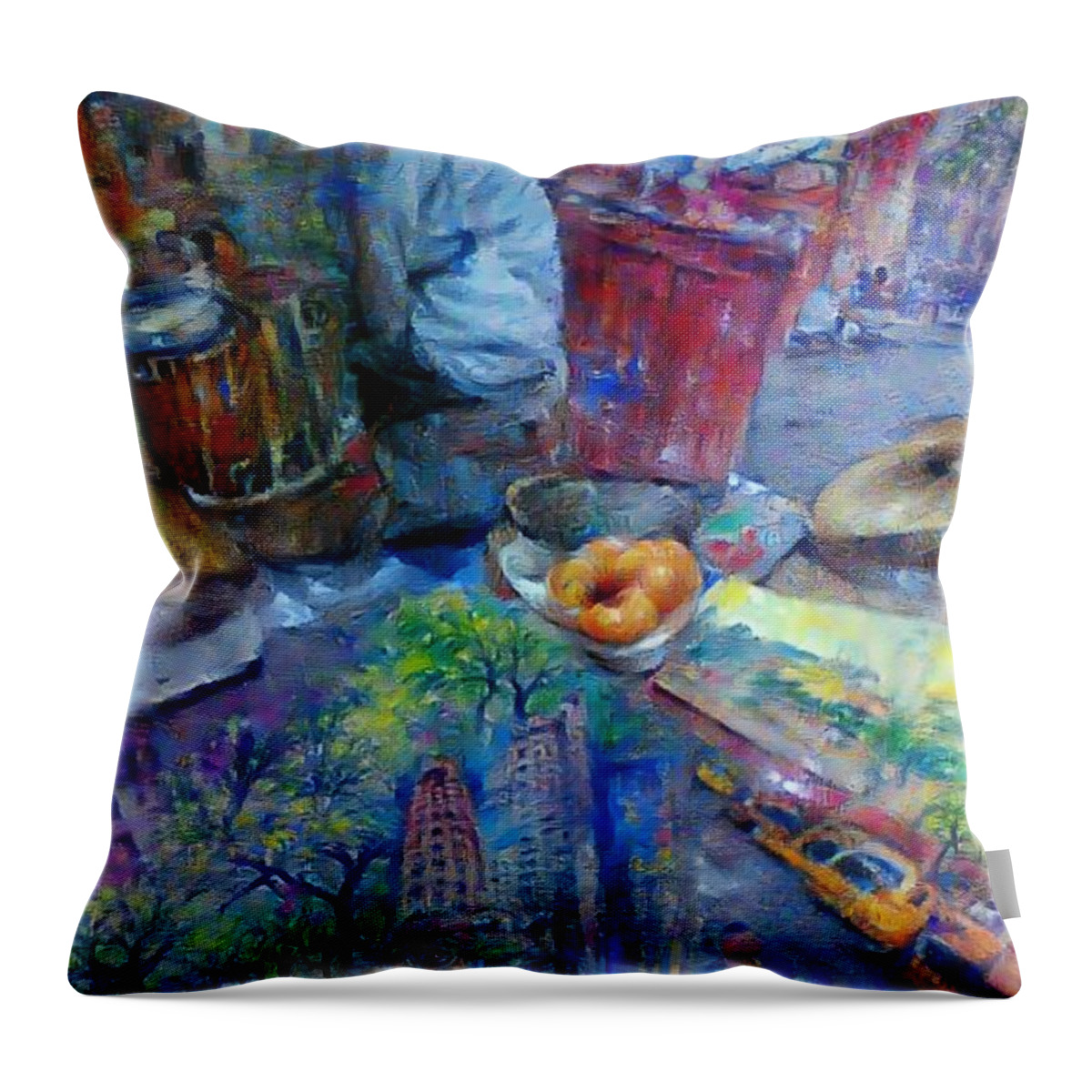 Newyork Throw Pillow featuring the painting New York state of mind by Darragh Byrne