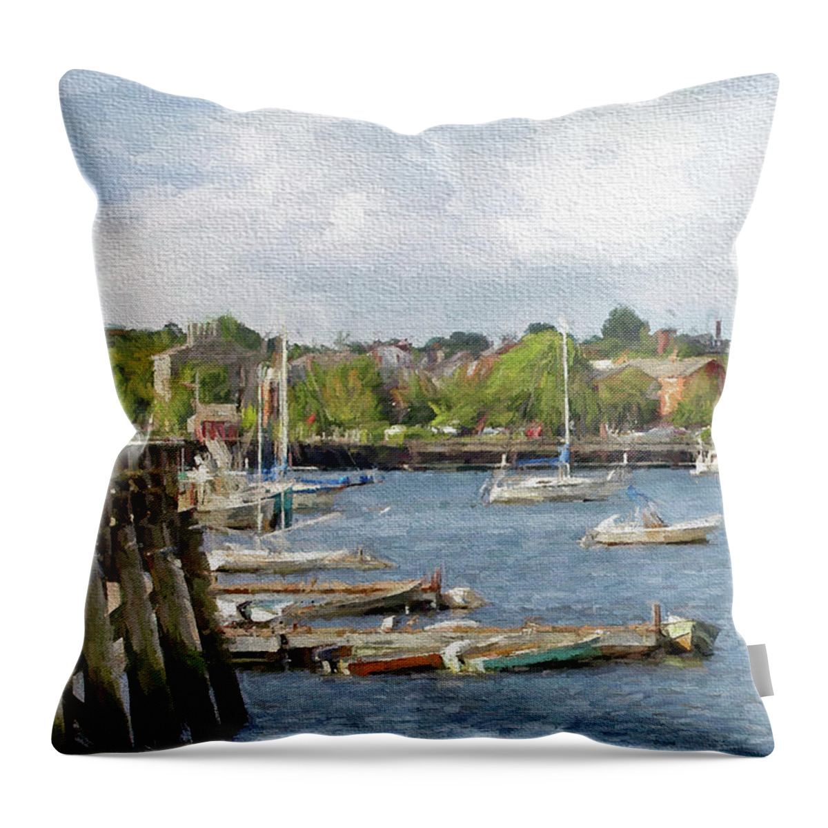 Boat Throw Pillow featuring the photograph Newburyport Harbor by Karen Lynch