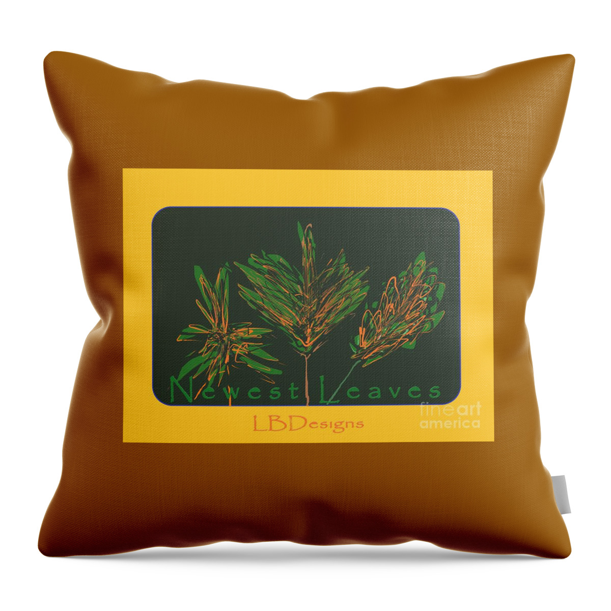 “arts And Design”; Gallery; Images; Ancient; Celebrate; Leaves; “pumpkins And Pottery”; “modern Minimalism”; “abstract And Still Life”; Autumn Throw Pillow featuring the digital art Newest Leaves by LBDesigns