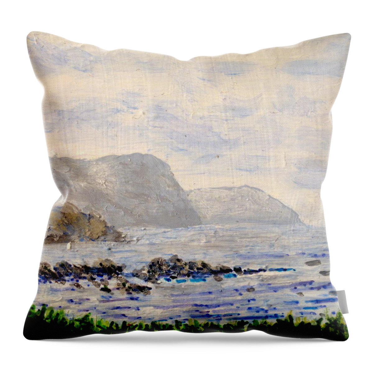 Newfoundland Throw Pillow featuring the painting Newfoundland - South From Rocky Harbour by Ian MacDonald
