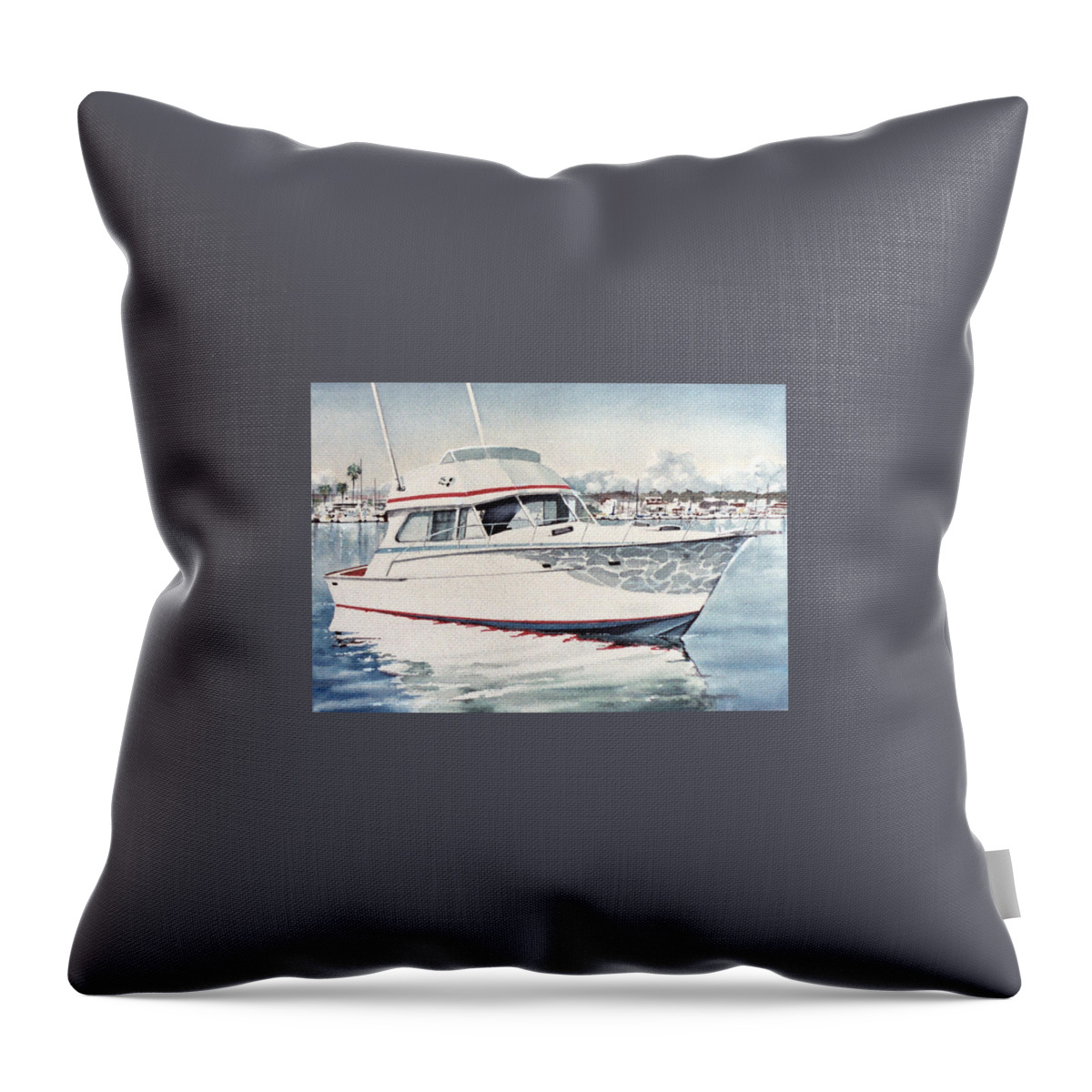 Boat Throw Pillow featuring the painting Newport by Philip Fleischer
