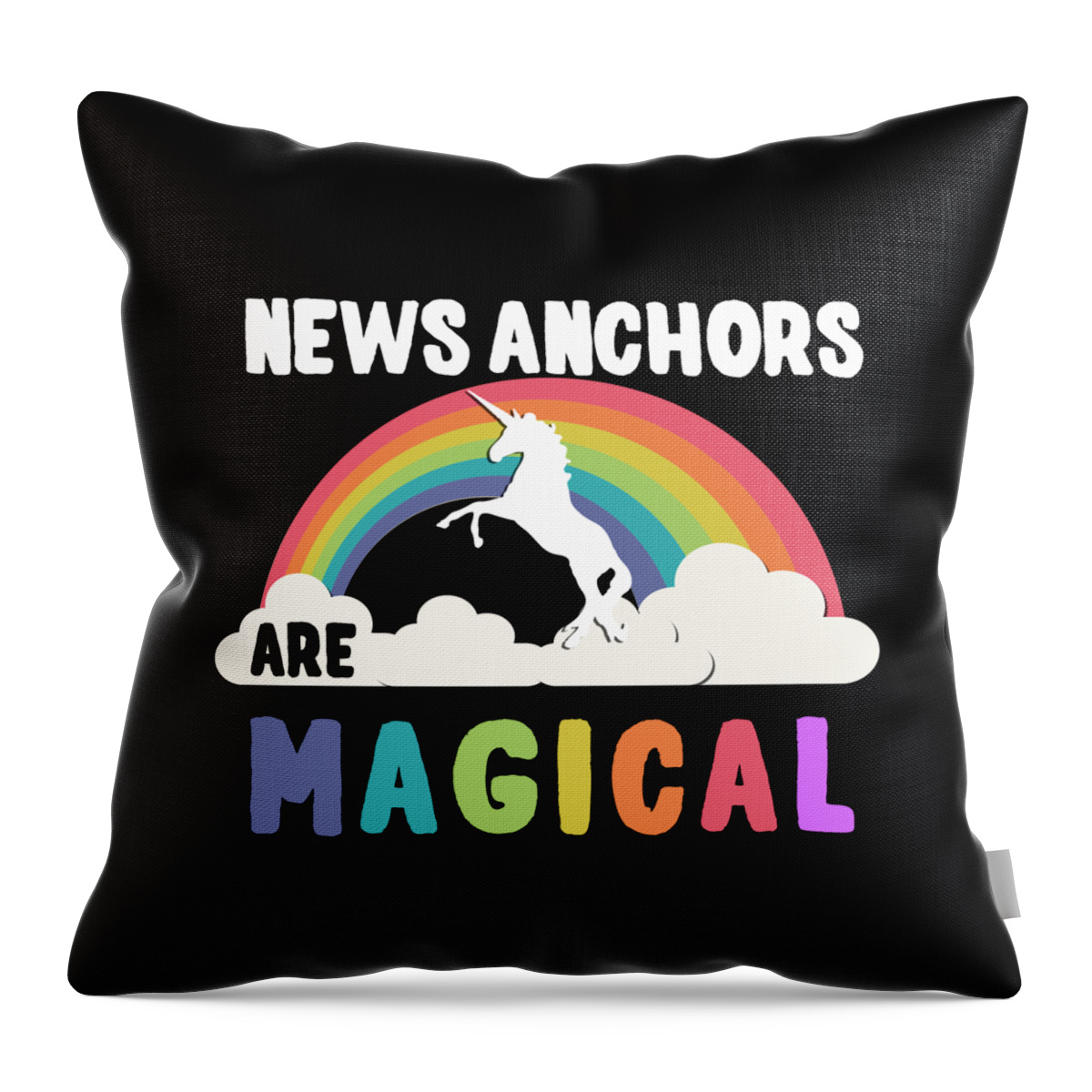 Funny Throw Pillow featuring the digital art News Anchors Are Magical by Flippin Sweet Gear