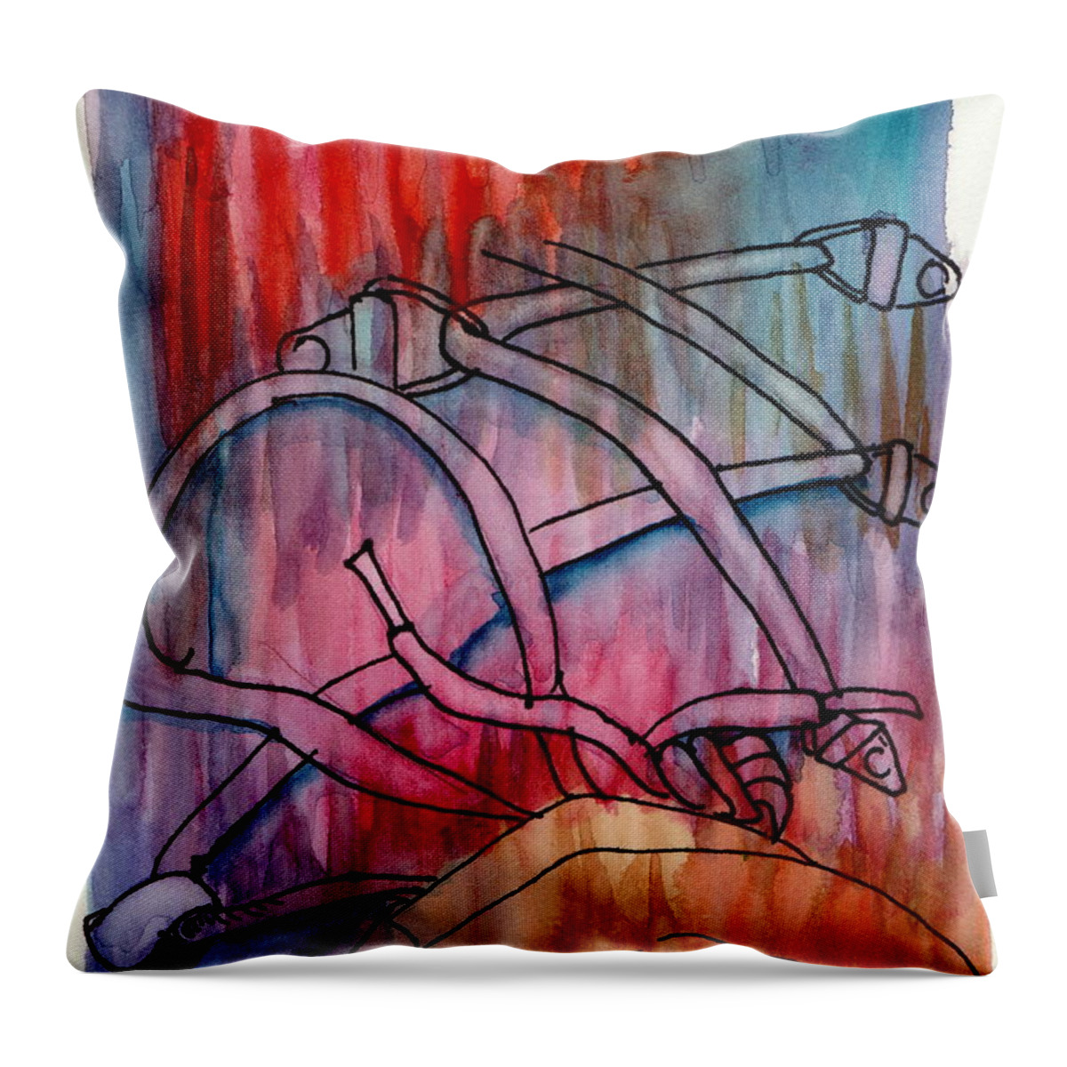 Multi Color Throw Pillow featuring the painting Next Step by Tammy Nara