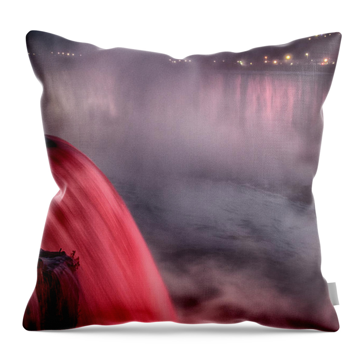 Niagara Falls Throw Pillow featuring the photograph Niagara Falls at Dusk V1 by Tom Kelly
