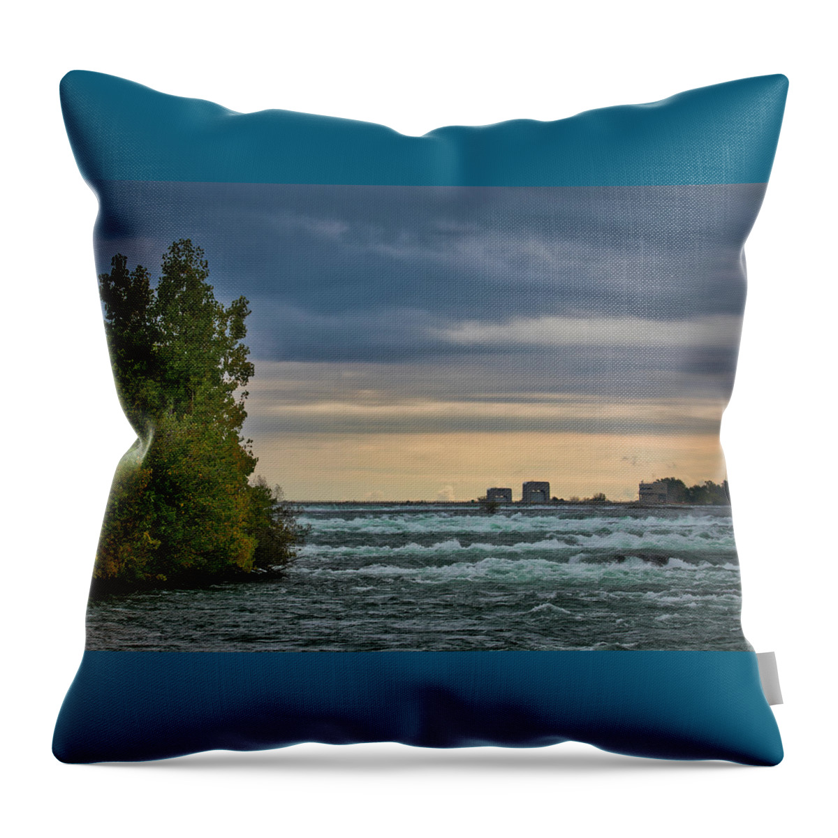 Dramatic Sky Throw Pillow featuring the photograph Niagara River by Scott Burd