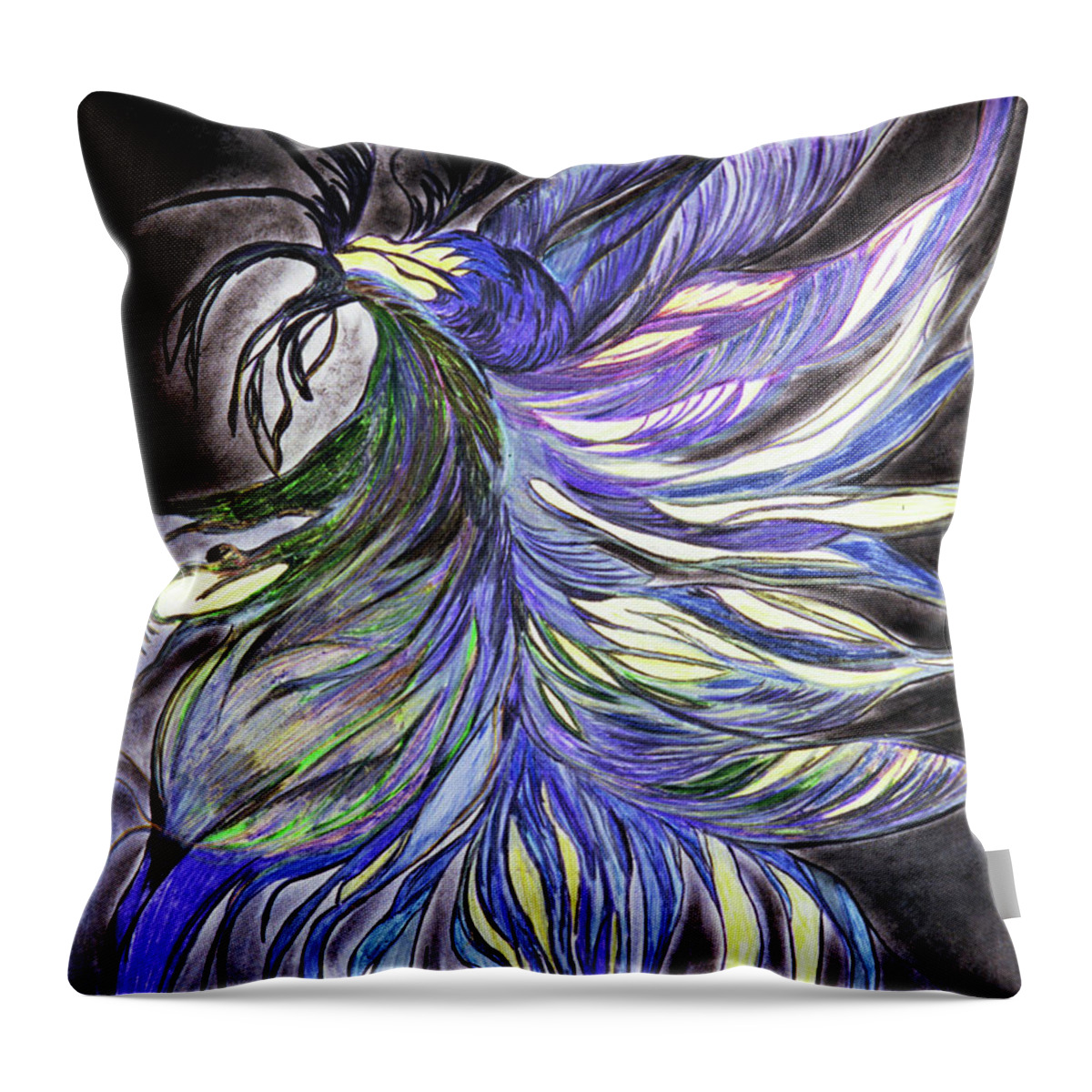 Fly Throw Pillow featuring the mixed media Night Fly by Melinda Firestone-White