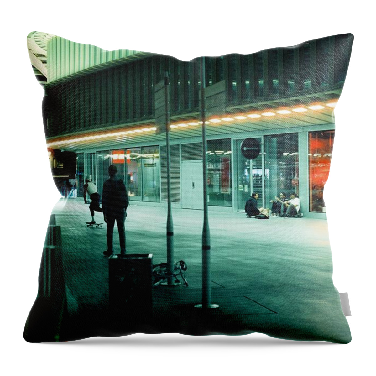 Mall Throw Pillow featuring the photograph Night life by Barthelemy de Mazenod