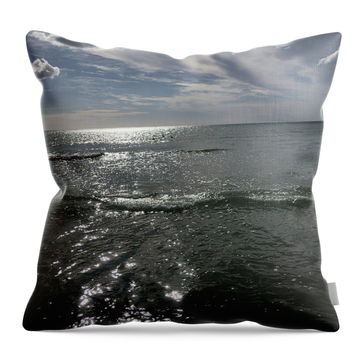 Photography Throw Pillow featuring the photograph Night on Lido Shore by Medge Jaspan