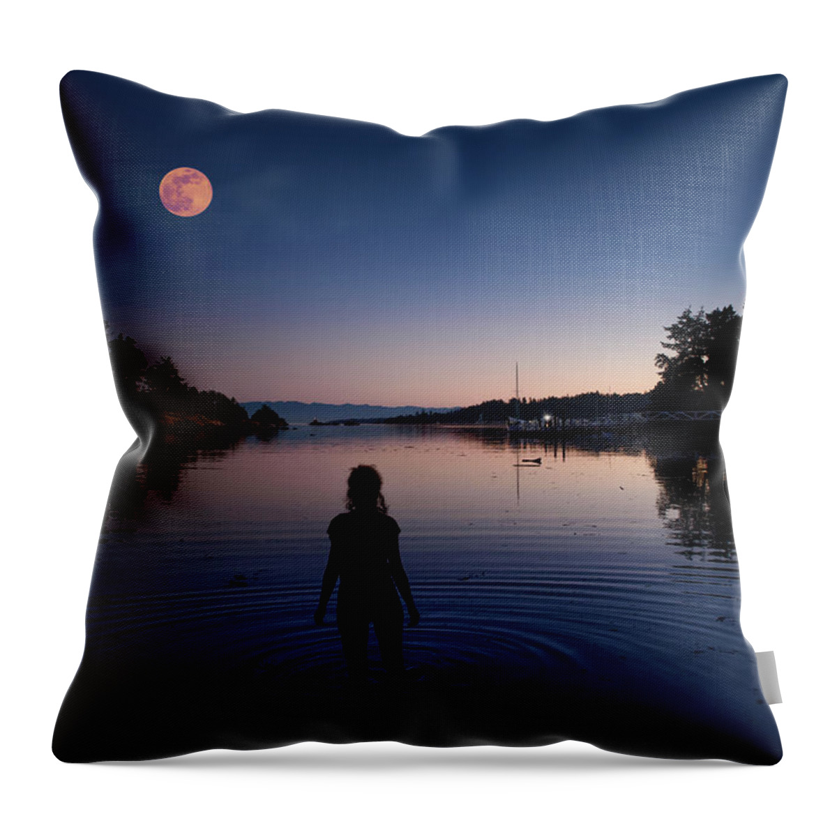 Silhouette Throw Pillow featuring the photograph Night Swim by Naomi Maya