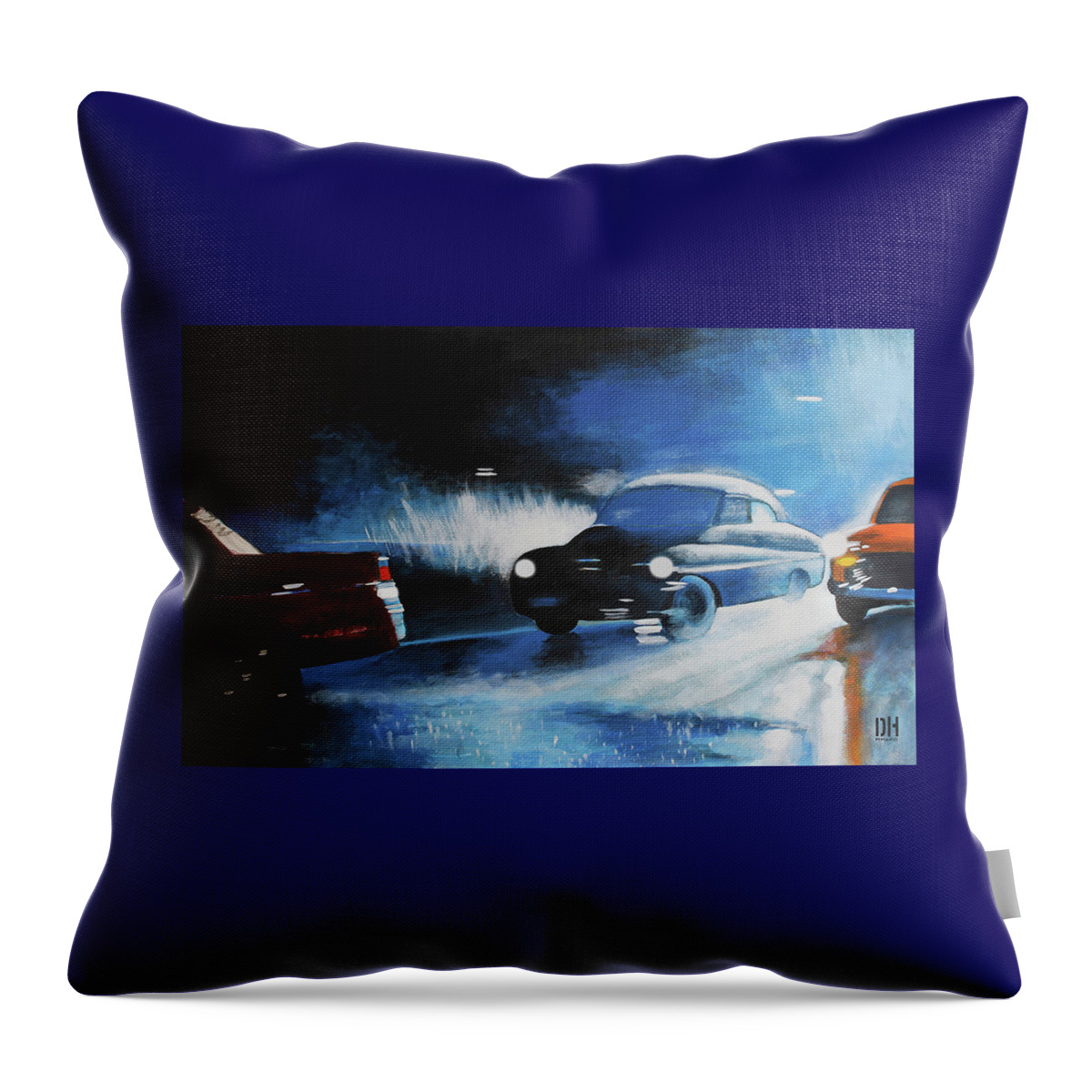 Car Throw Pillow featuring the painting Night Tracking by Dan Haraga