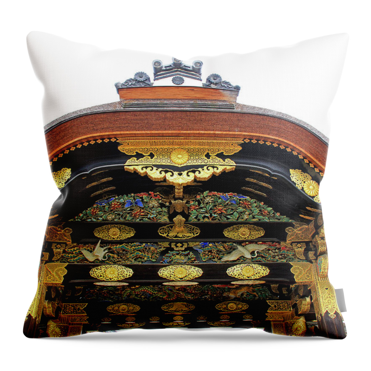 Nijo Castle Throw Pillow featuring the photograph Nijo Castle Entry Detail - Kyoto, Japan by Richard Krebs