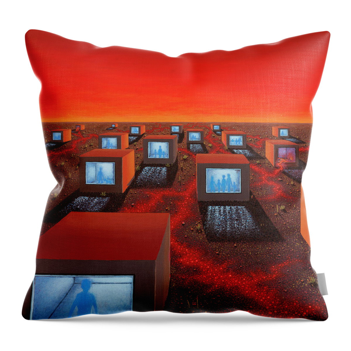 Surreal Throw Pillow featuring the painting Nineteen by Jon Carroll Otterson