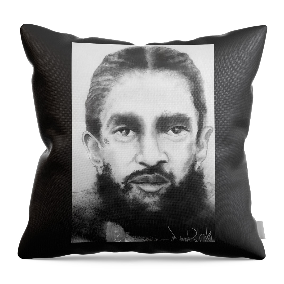  Throw Pillow featuring the drawing Nipsey by Angie ONeal