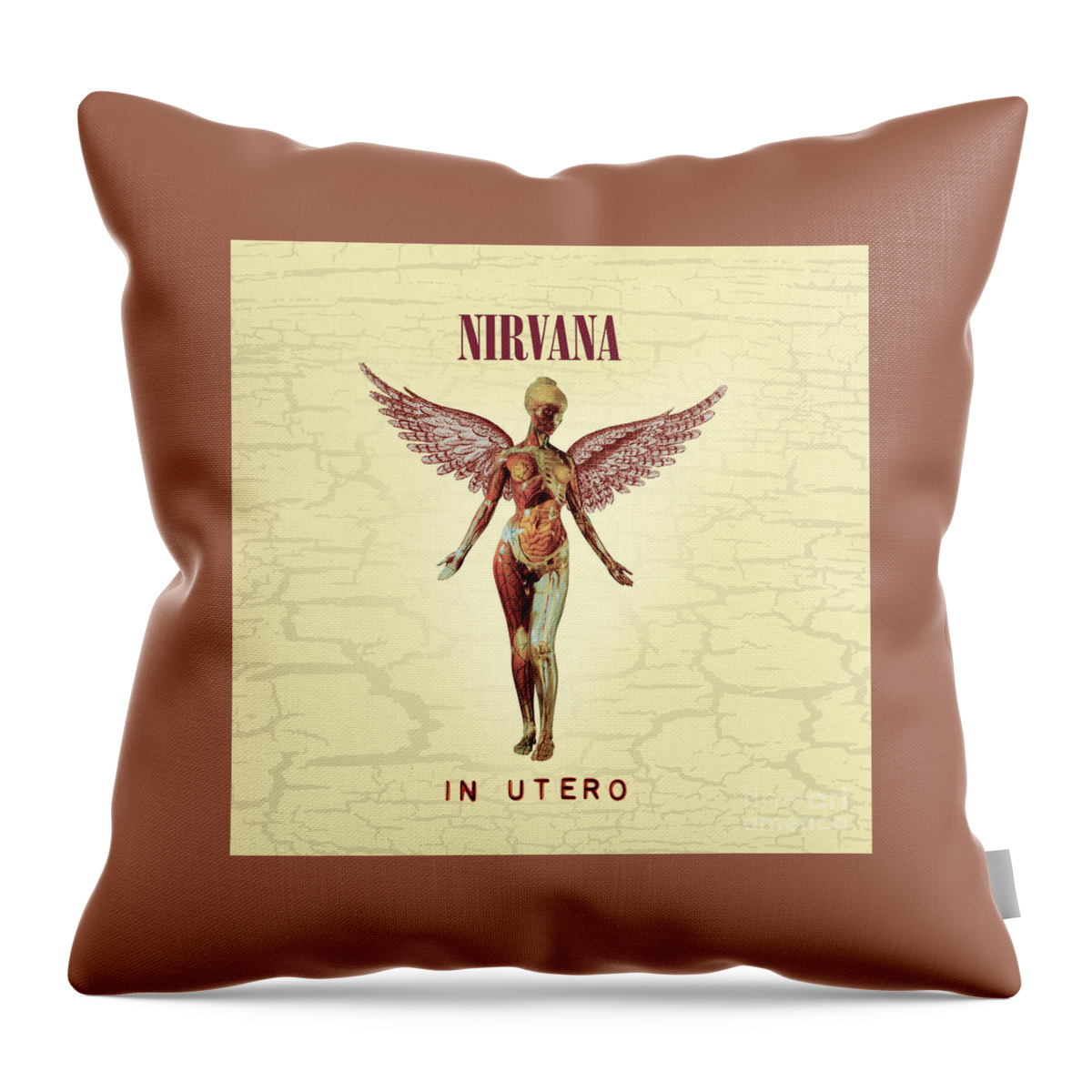 Nirvana Throw Pillow featuring the photograph Nirvana Utero album cover by Action