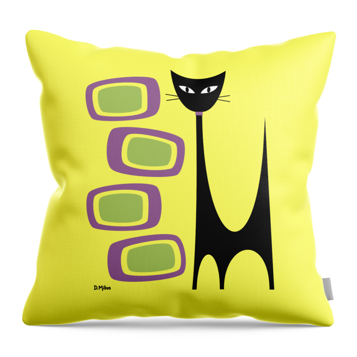 Atomic Throw Pillow featuring the digital art No Background Atomic Cat Purple Green by Donna Mibus