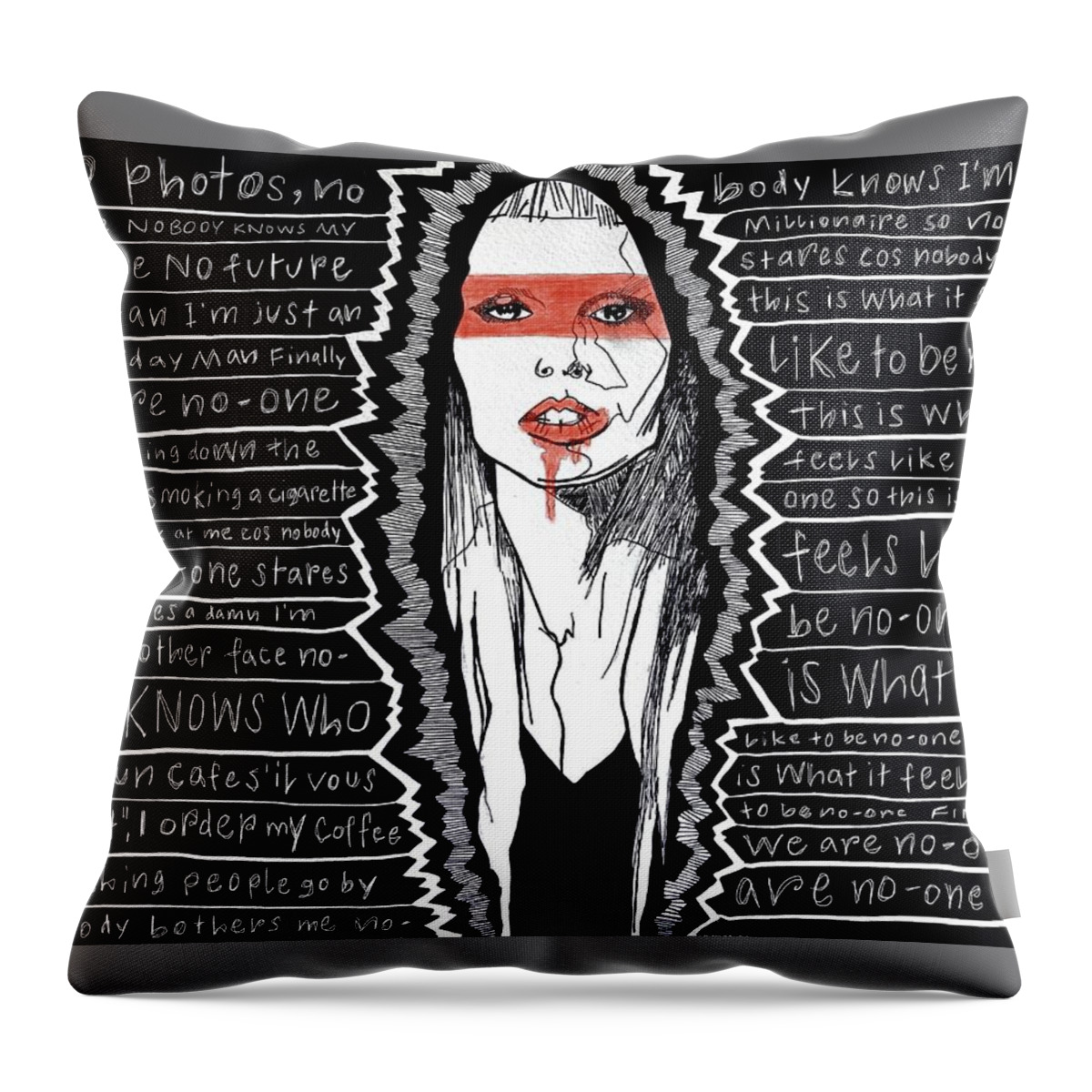 Collage Throw Pillow featuring the digital art No Fame by Tanja Leuenberger