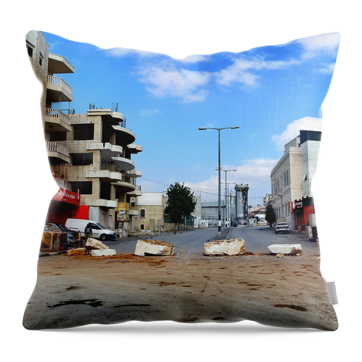 Street Throw Pillow featuring the photograph No Roaming in Bethlehem by Munir Alawi