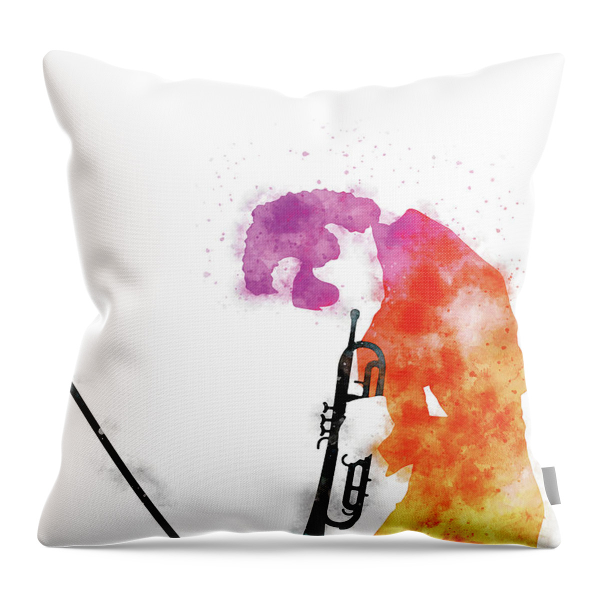 Miles Throw Pillow featuring the digital art No082 MY Miles Davis Watercolor Music poster by Chungkong Art