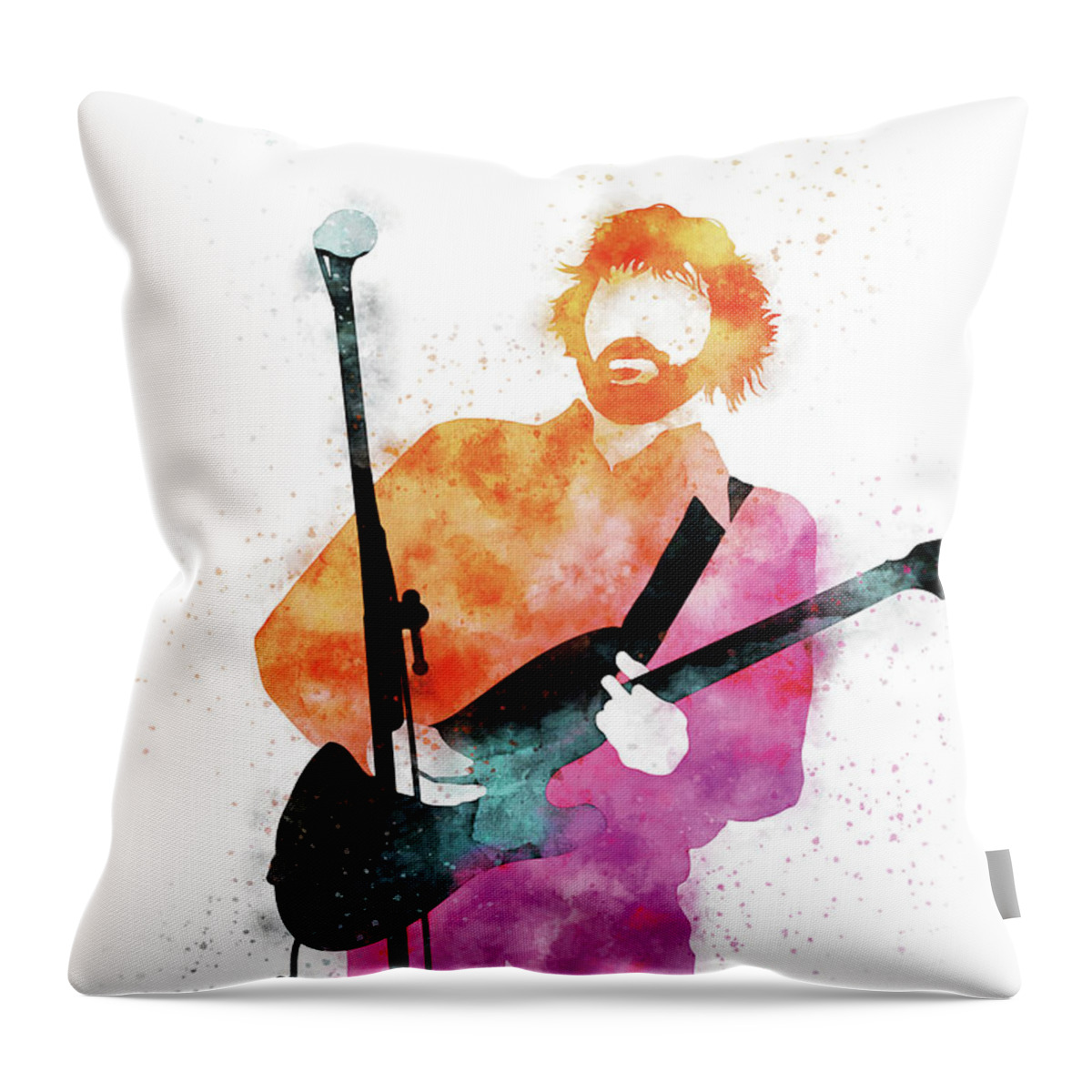 Eric Throw Pillow featuring the digital art No141 MY ERIC CLAPTON Watercolor Music poster by Chungkong Art