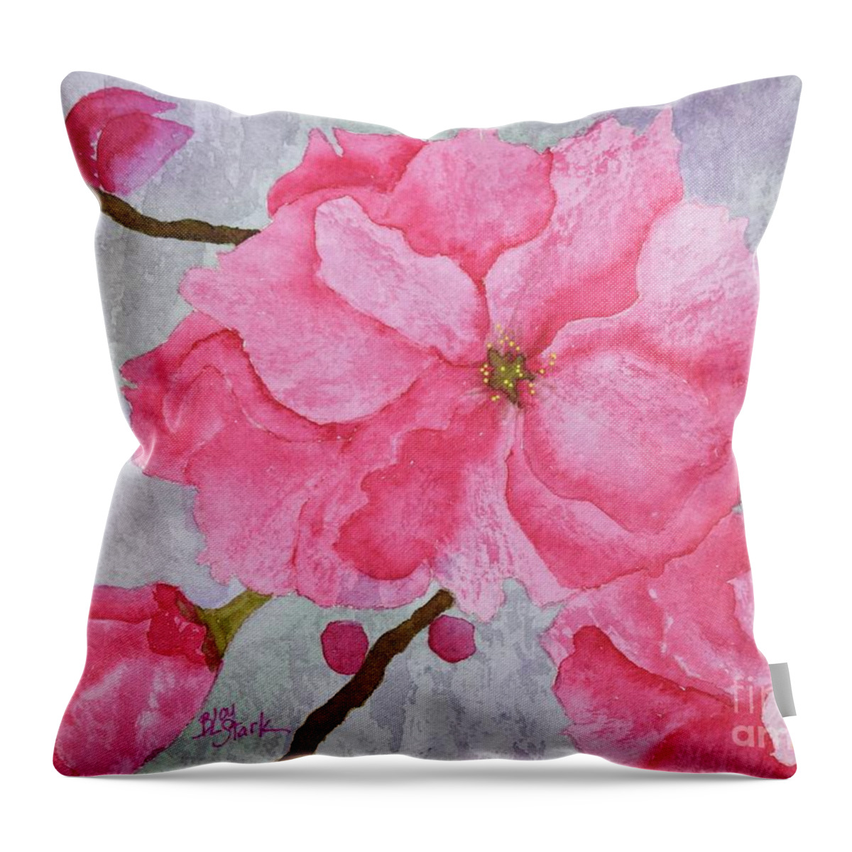 Barrieloustark Throw Pillow featuring the painting No.4 Cherry Blossoms by Barrie Stark