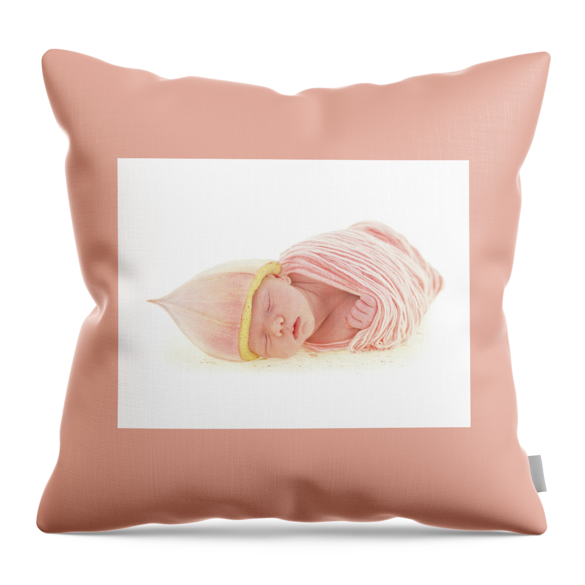 Newborn Throw Pillow featuring the photograph Noah as a Eucalyptus Bud by Anne Geddes