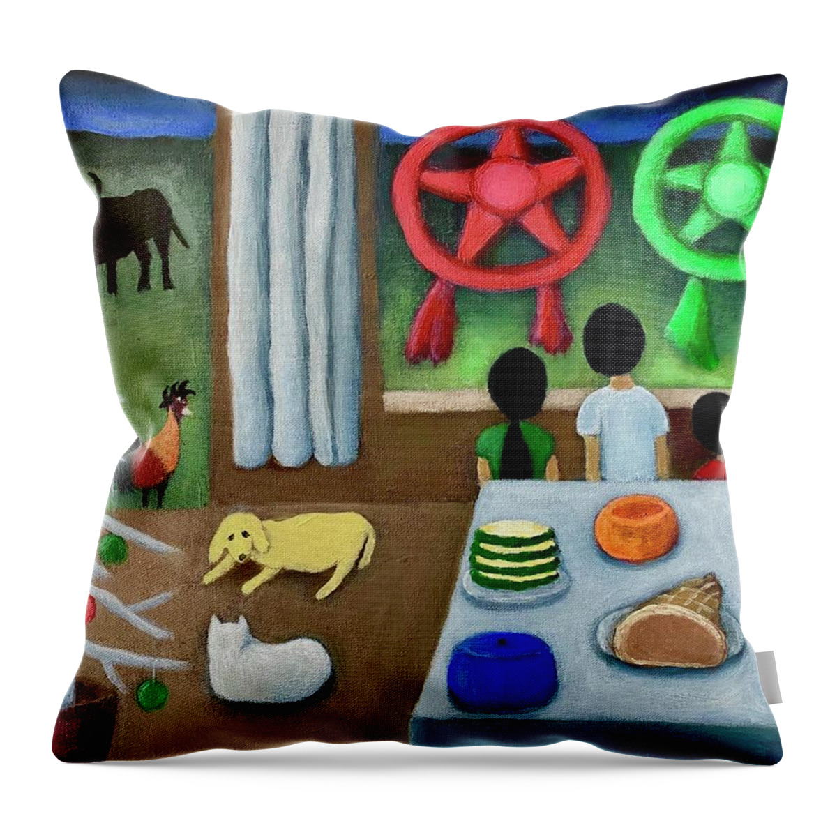 Philippine Throw Pillow featuring the painting Noche Buena by Victoria Lakes