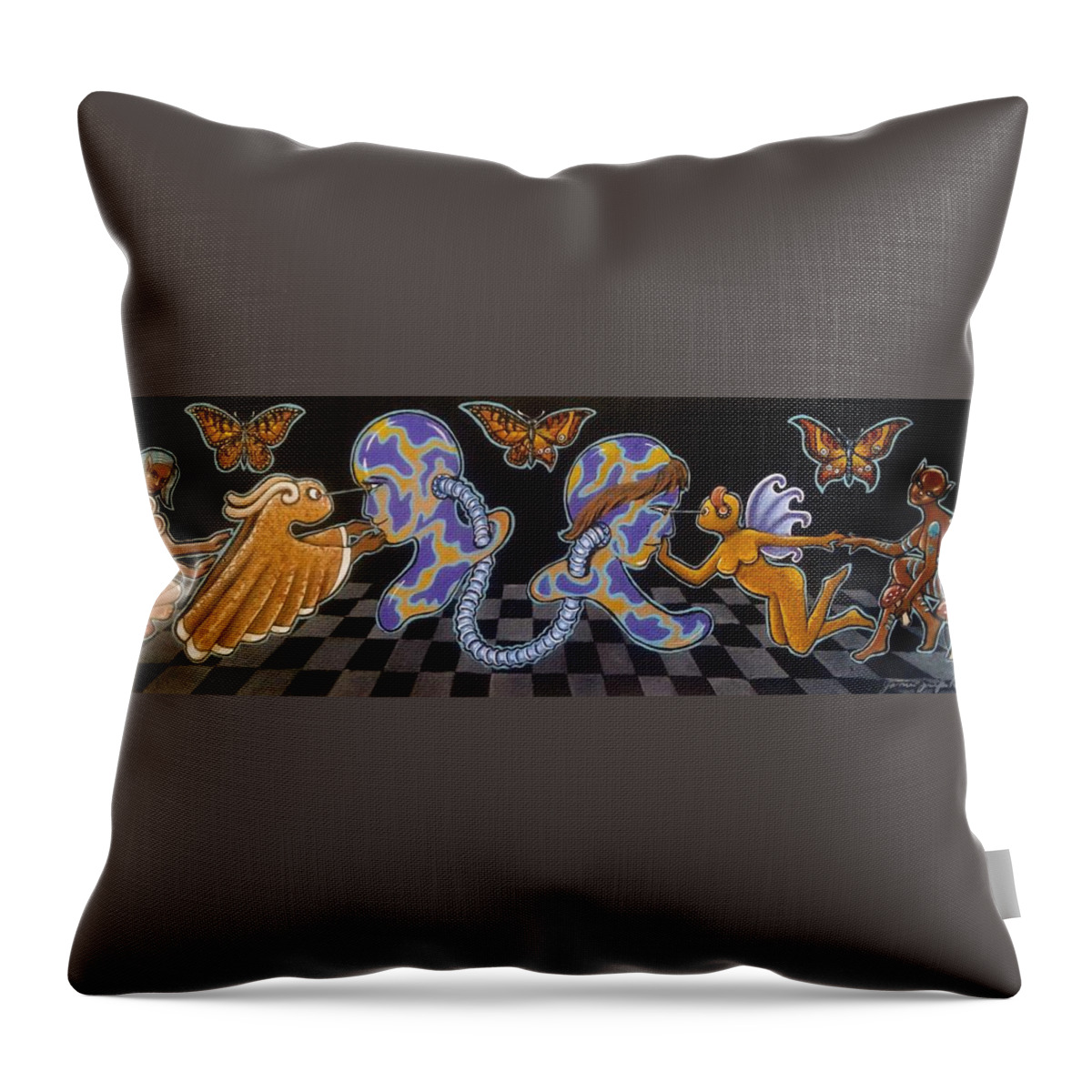 Communication Throw Pillow featuring the painting Non Verbal Communication by James RODERICK
