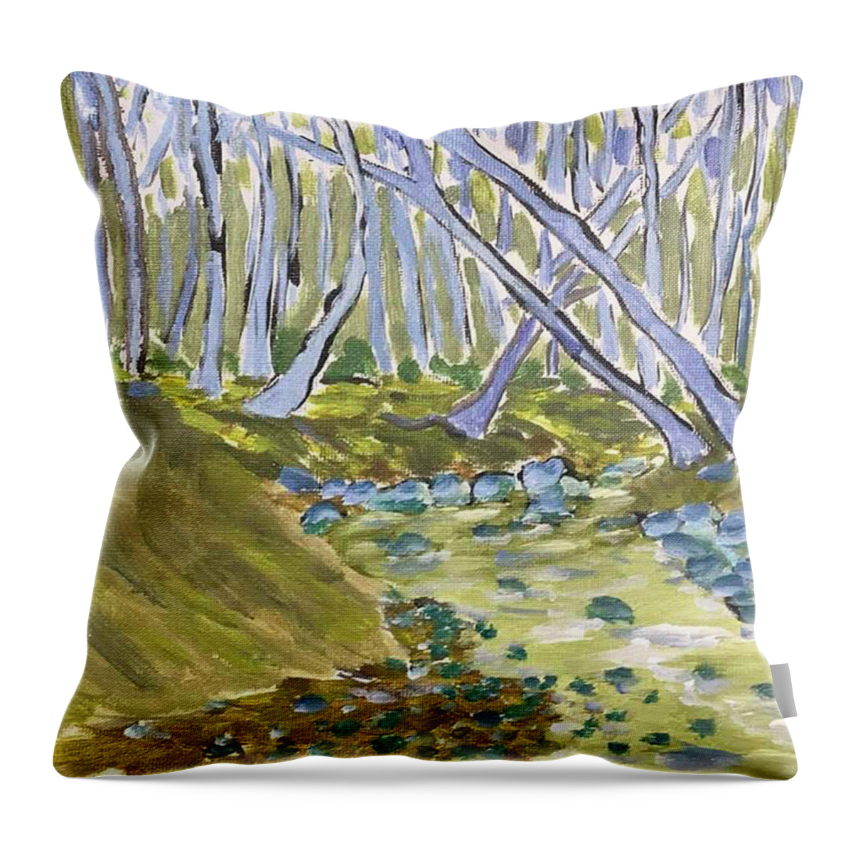  Throw Pillow featuring the painting Norbeck Meadows Creek by John Macarthur