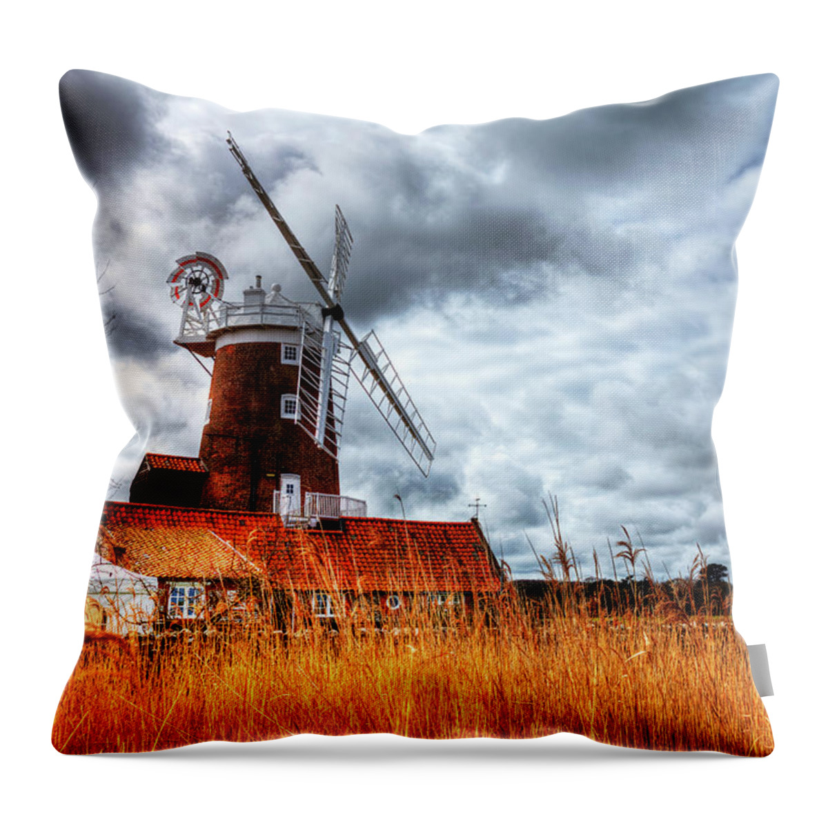 Windmill Throw Pillow featuring the photograph Norfolk Windmill by Paul Thompson