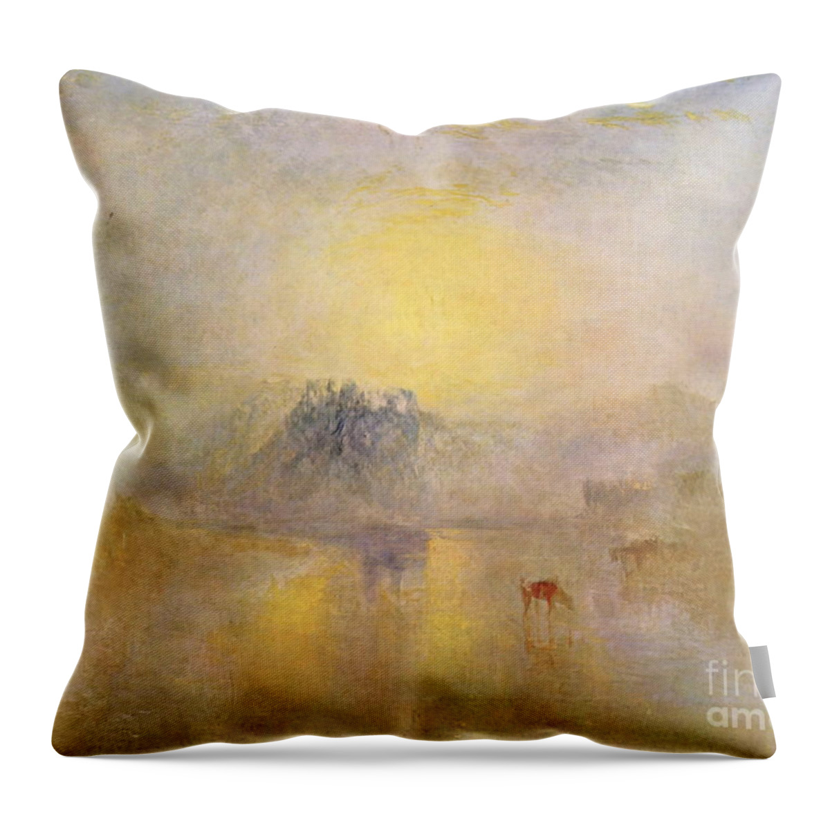 J. M. W. Turner Throw Pillow featuring the painting Norham Castle, Sunrise by William Turner