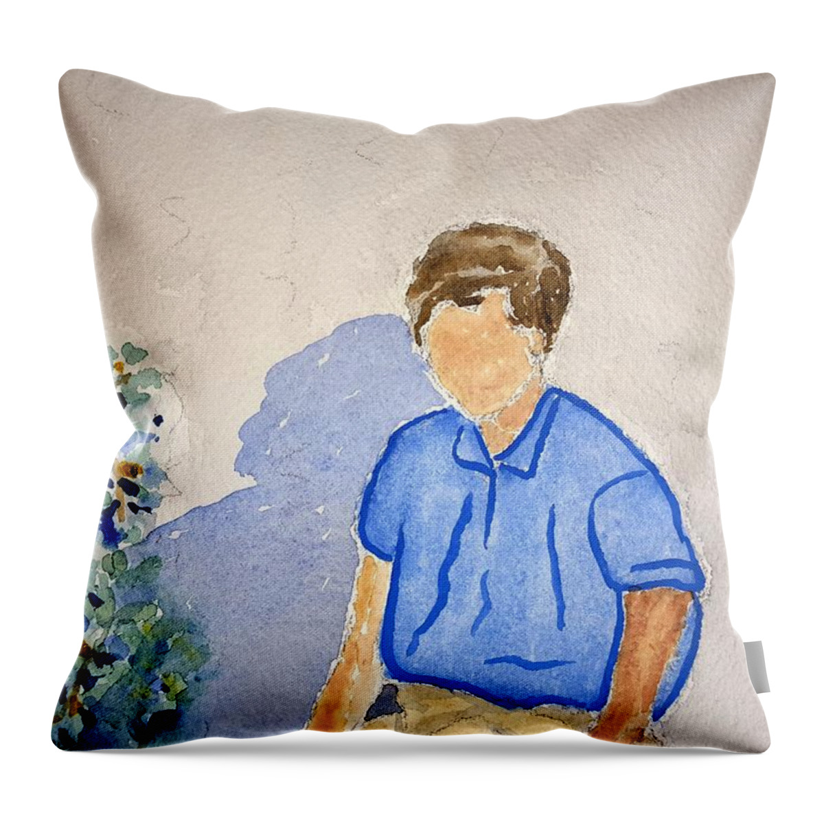 Watercolor Throw Pillow featuring the painting Norma by John Klobucher