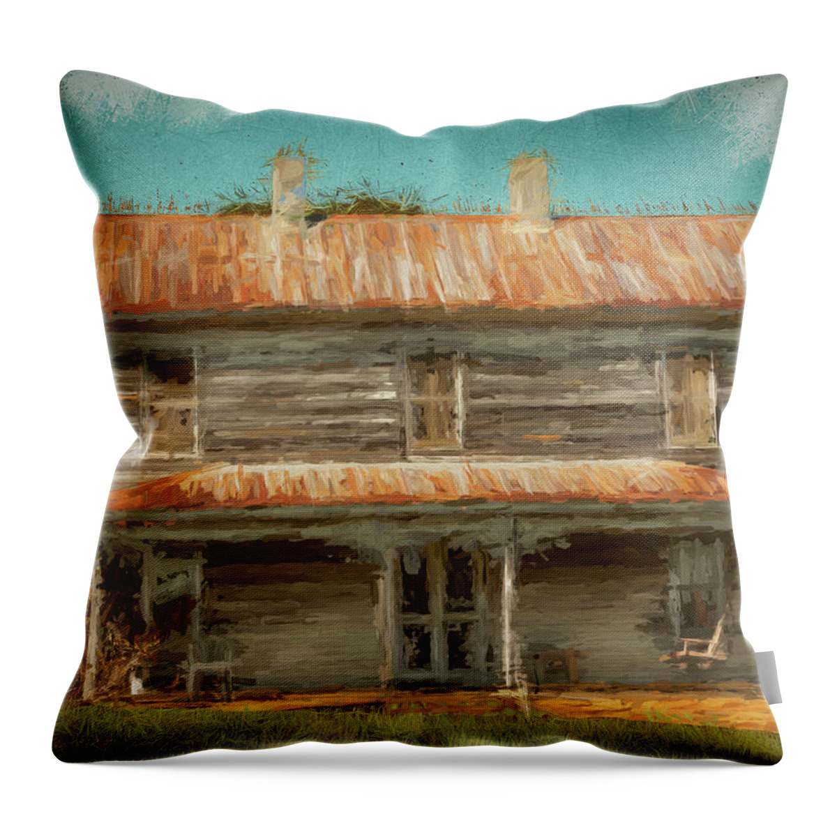 Mountains Throw Pillow featuring the photograph North Carolina Old Rural House ap 108 by Dan Carmichael