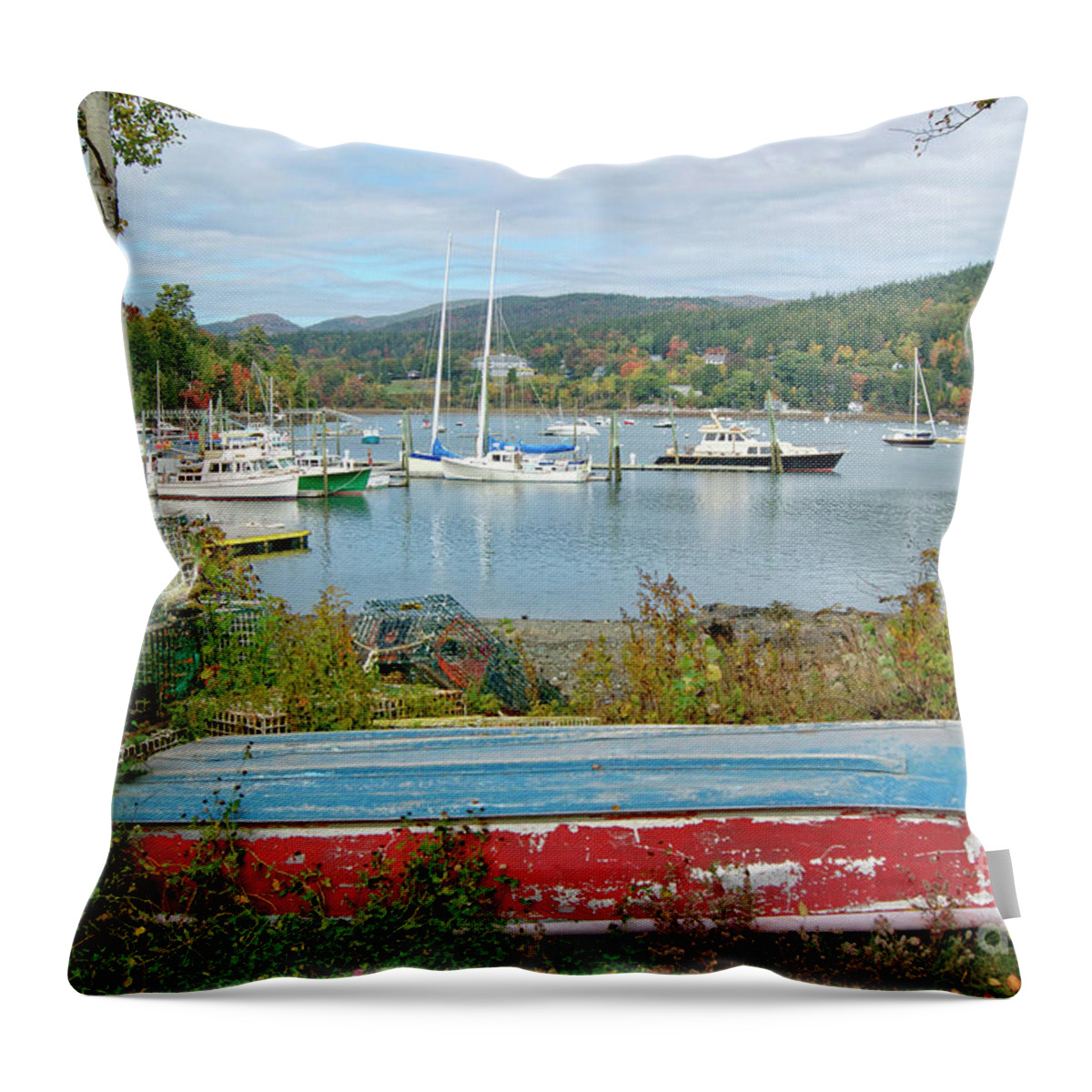 Northeast Harbor Throw Pillow featuring the photograph Northeast Harbor, Acadia National Park, Maine. by David Birchall