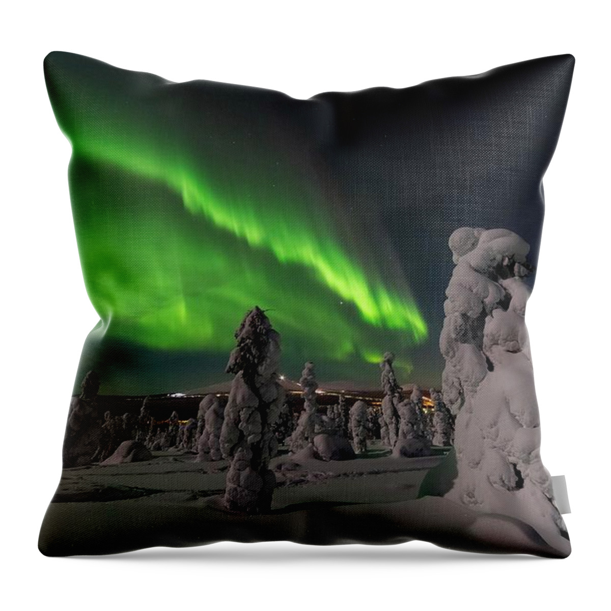 Aurora Throw Pillow featuring the painting Northern Lights 8 by Alexandra Arts