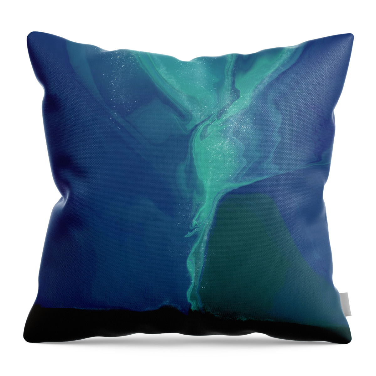 Northern Lights Throw Pillow featuring the digital art Northern Lights Abstract - 2 - Blue - Contemporary Painting by Studio Grafiikka