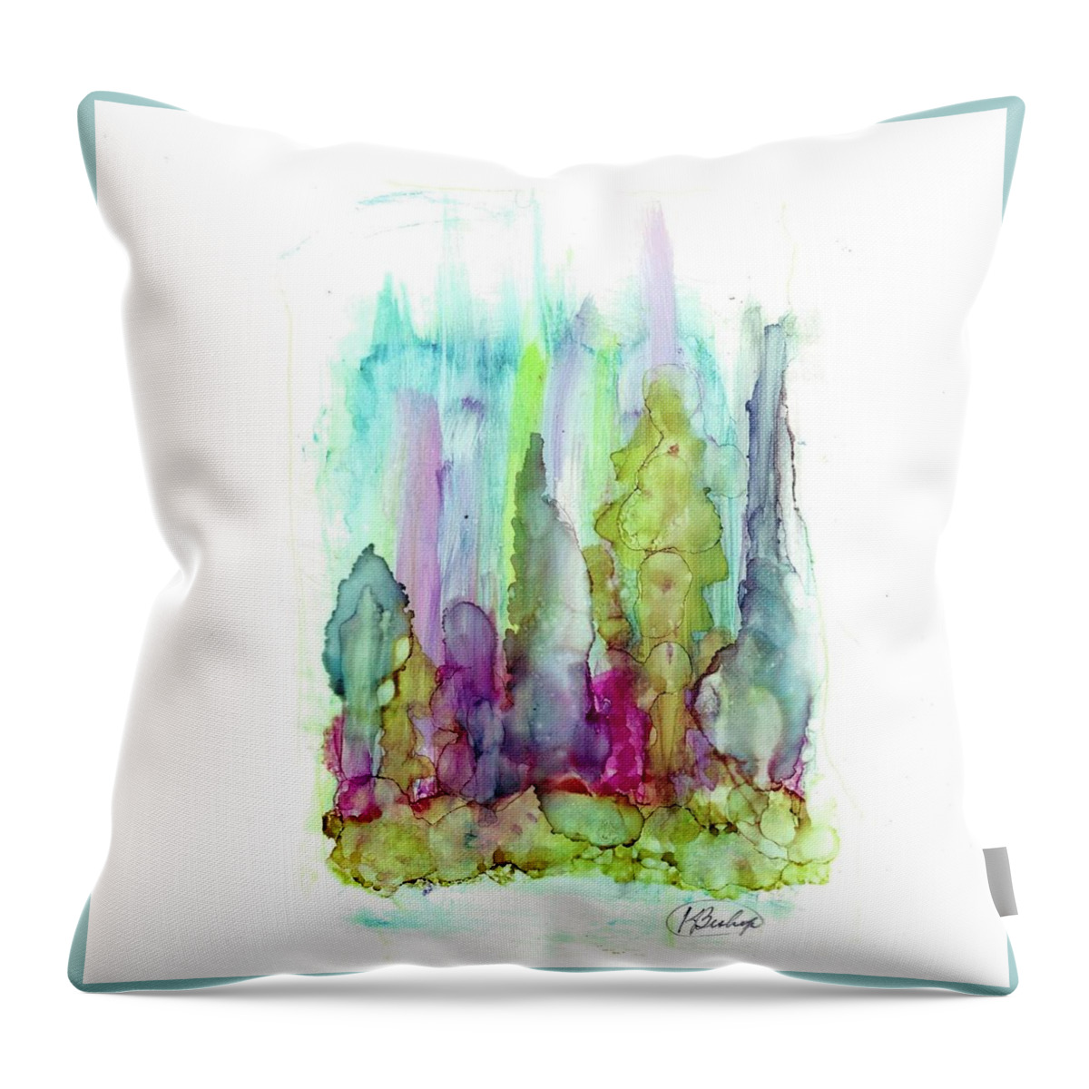 Landscape Throw Pillow featuring the painting Northern Lights by Katy Bishop
