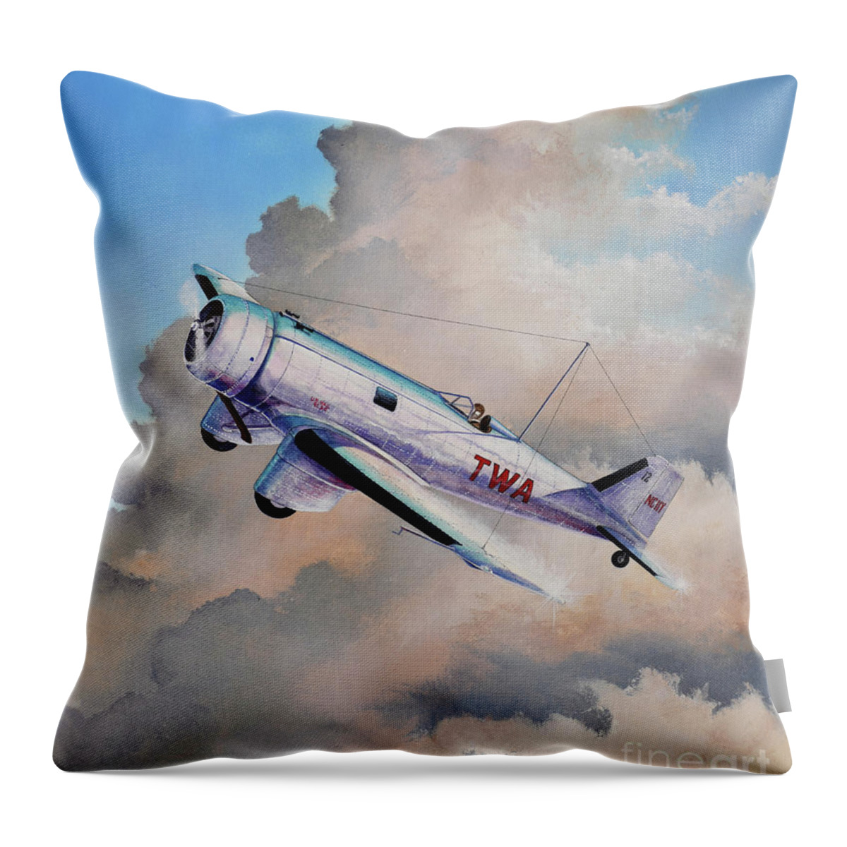 Aviation Throw Pillow featuring the painting Northrop Alpha by Steve Ferguson
