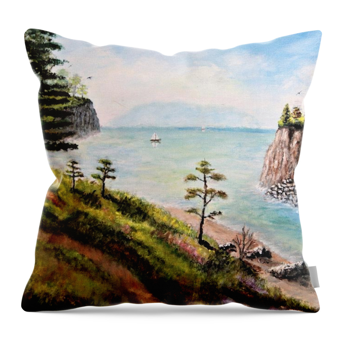 Landscape Throw Pillow featuring the painting Northwest Coast by Gregory Dorosh