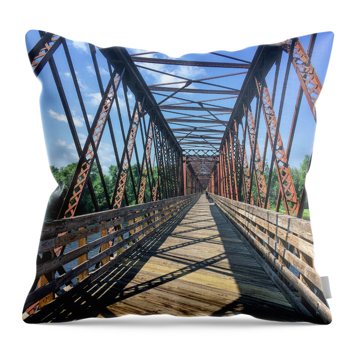 Rail Throw Pillow featuring the photograph Norwottuck Rail Trail Bridge by Steven Nelson
