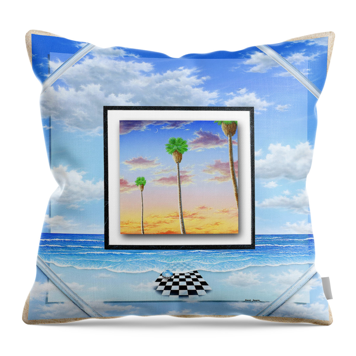 Ocean Throw Pillow featuring the painting Noteworthy Aspirations by Snake Jagger
