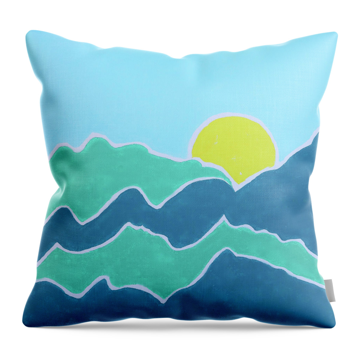Blue Throw Pillow featuring the painting Nothing But Blue Skies by Deborah Boyd