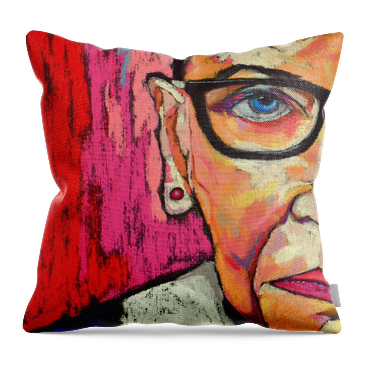 Ruth Throw Pillow featuring the painting Notorius RBG by David Hinds
