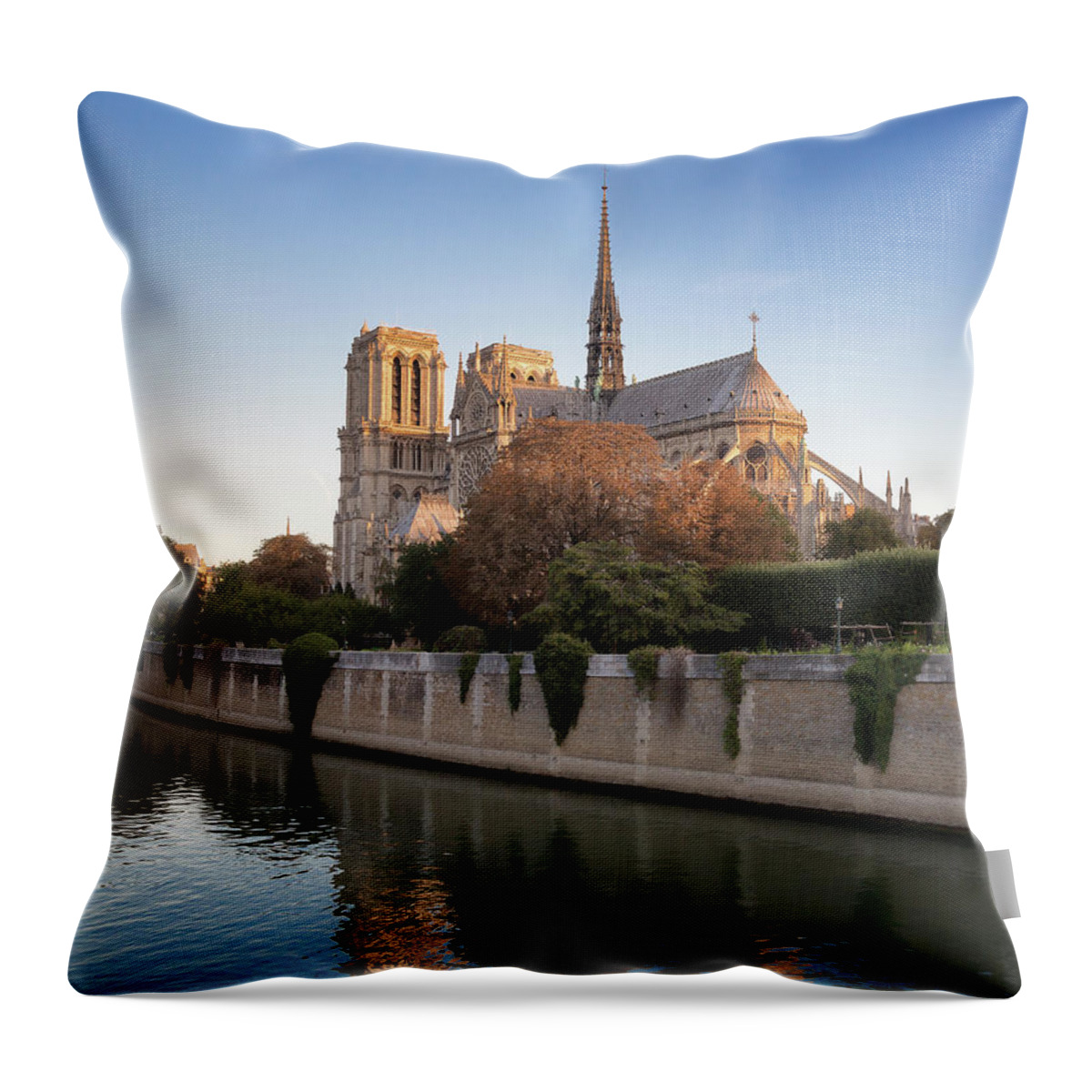 Europe Throw Pillow featuring the photograph Notre Dame Cathedral First Light by Jemmy Archer