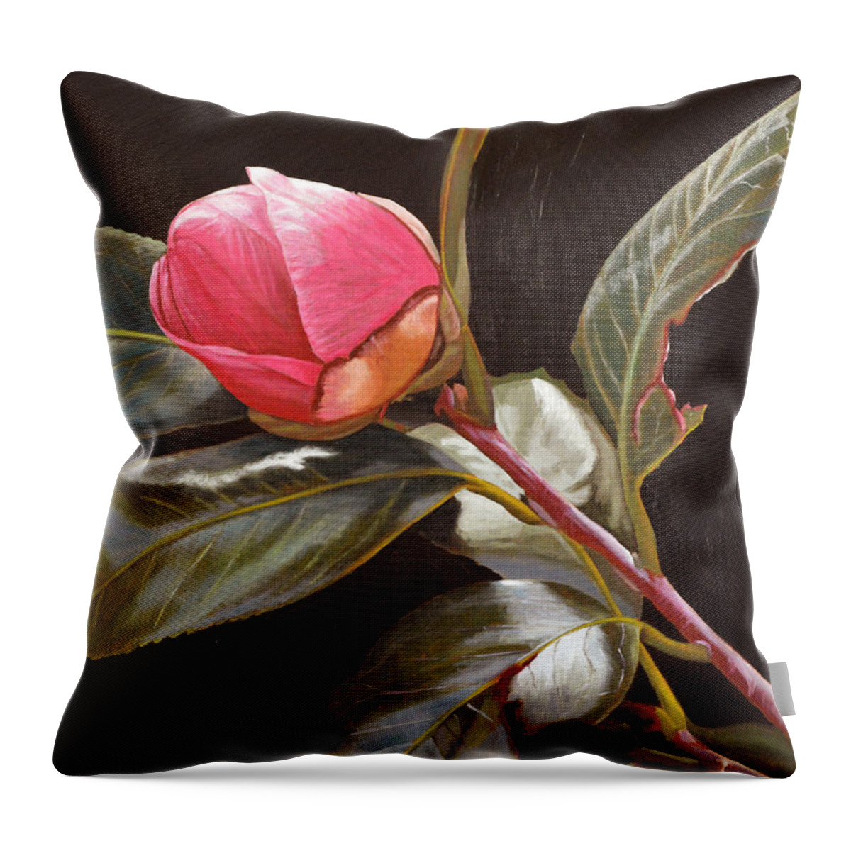 Rose Throw Pillow featuring the painting November Rose by Thu Nguyen