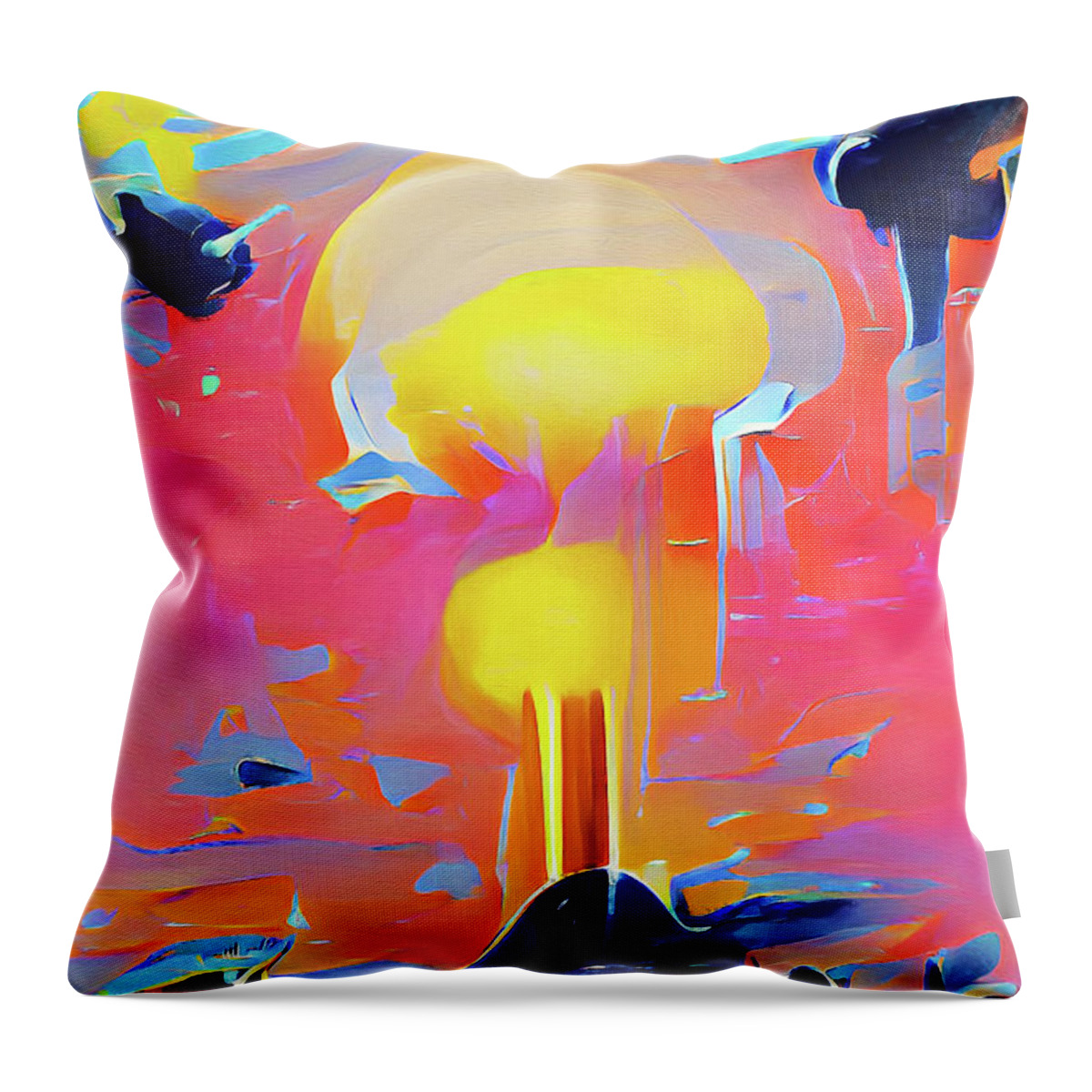 Energy Throw Pillow featuring the painting Nuclear Sunday, 02 by AM FineArtPrints