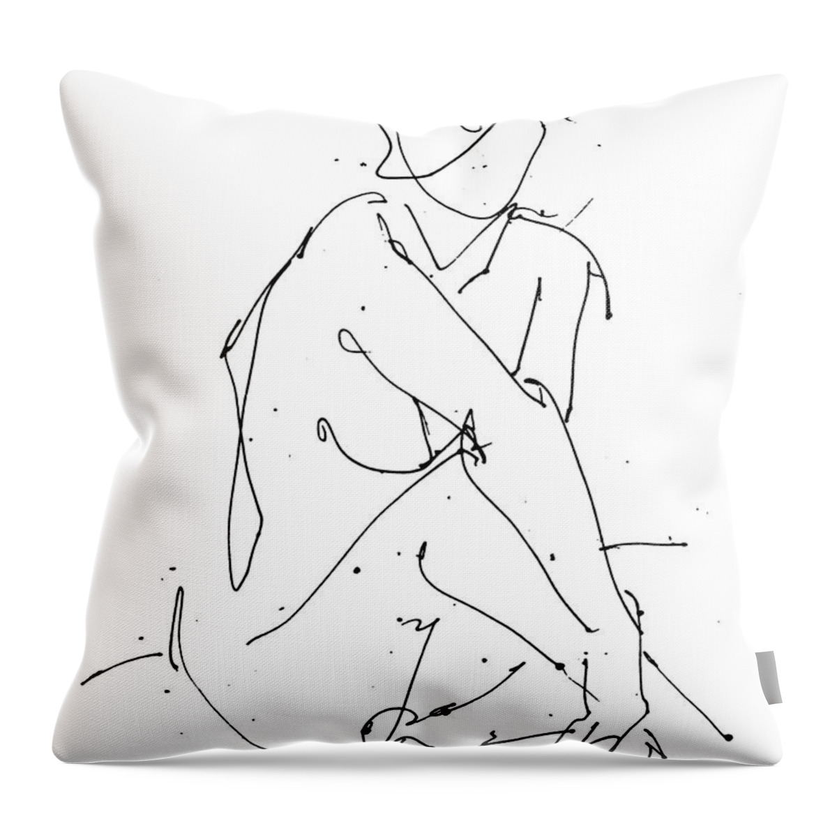 Female Throw Pillow featuring the drawing Nude-Female-Drawing-19 by Gordon Punt