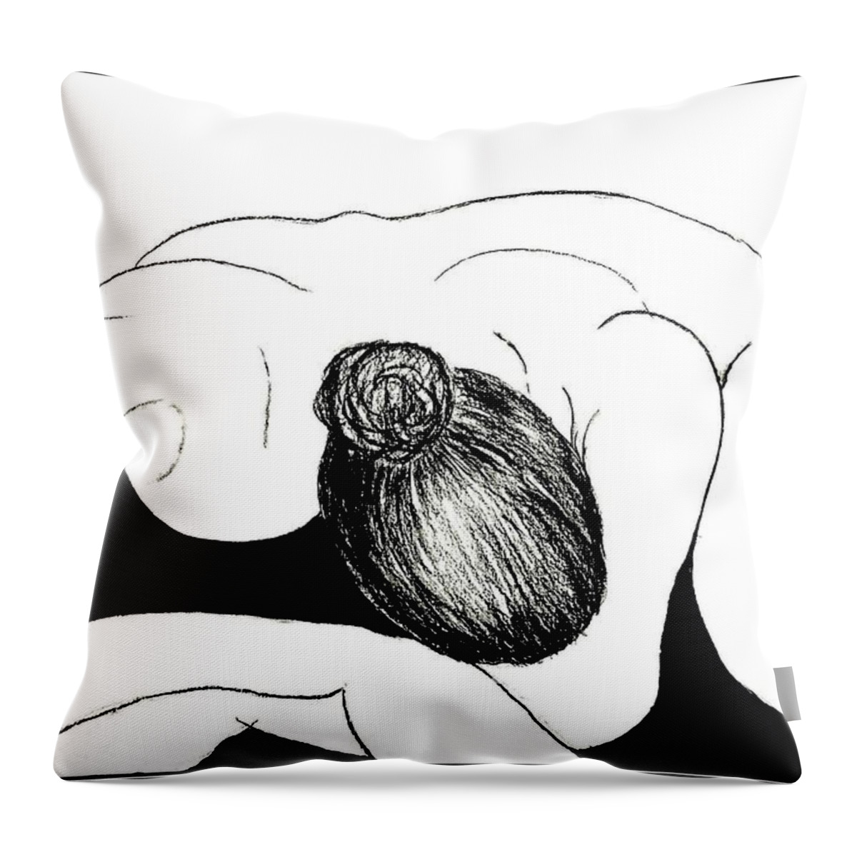 Viva Throw Pillow featuring the drawing Nude In Supplication by VIVA Anderson