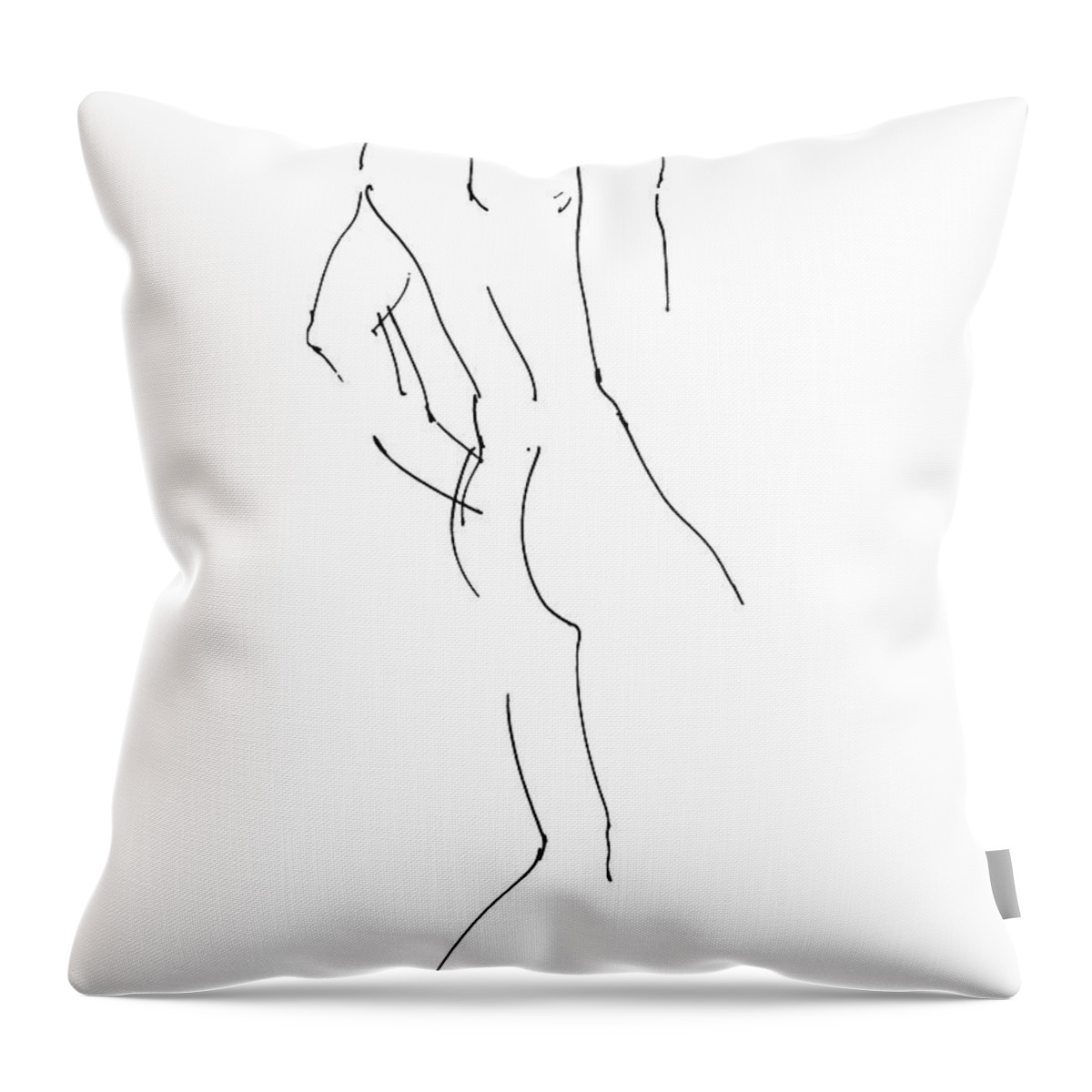 Male Throw Pillow featuring the drawing Nude Male Drawings 2 by Gordon Punt